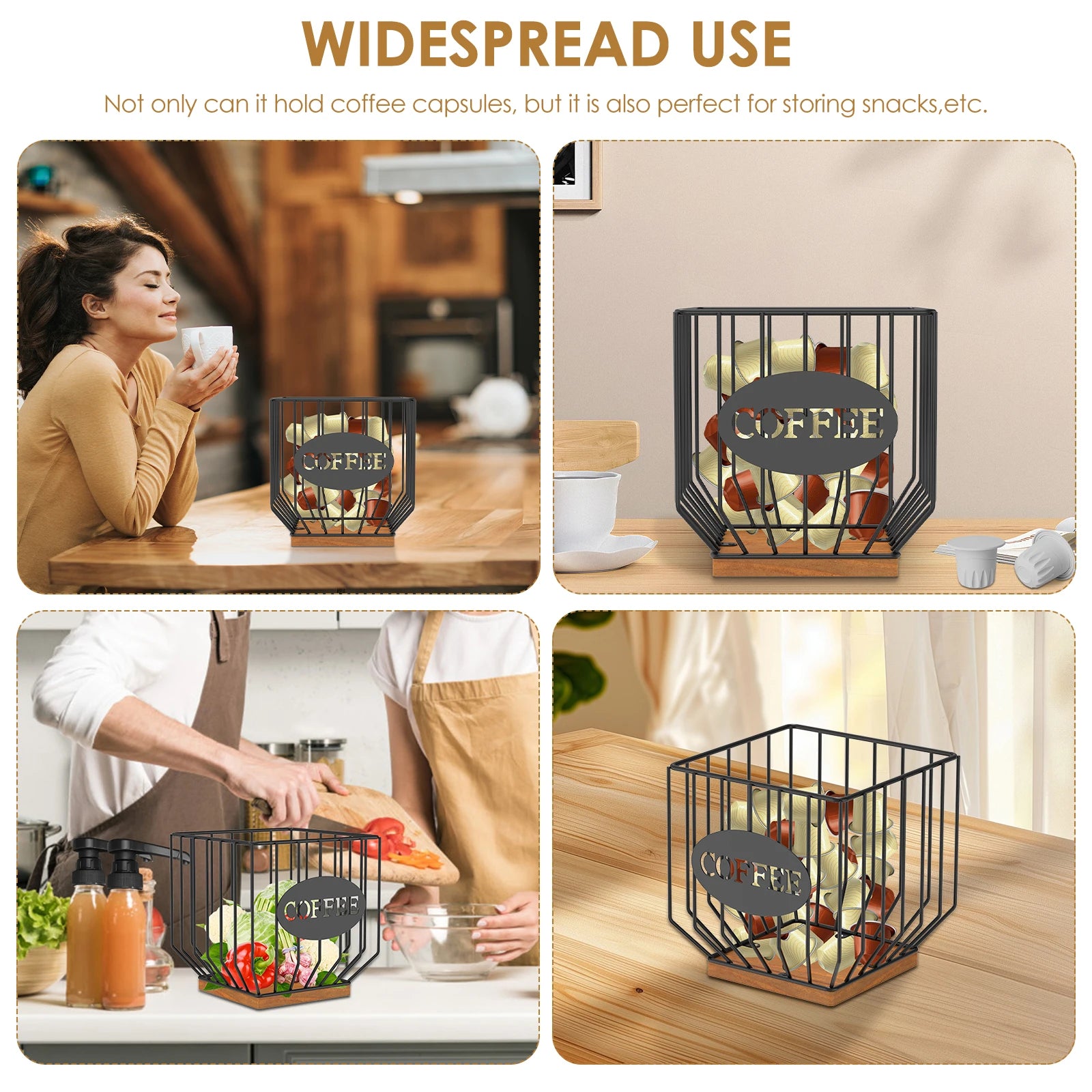 Coffee Pod Holder Storage Basket Large Capacity Coffee Organizer Solid Coffee Pod Storage Rack Home Office Coffee Accessory