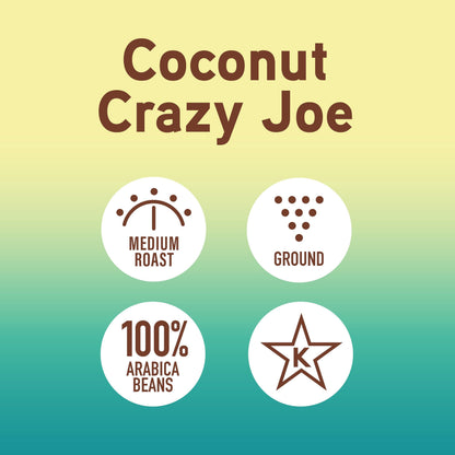 , Coconut Crazy Joe, 12Oz Bag, Medium Roast, Flavored Coffee