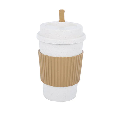 450ML Coffee Cups with Lids Wheat Straw Reusable Portable Coffee Cup Dishwasher Safe Coffee Mug Coffee Tea Travel Cups