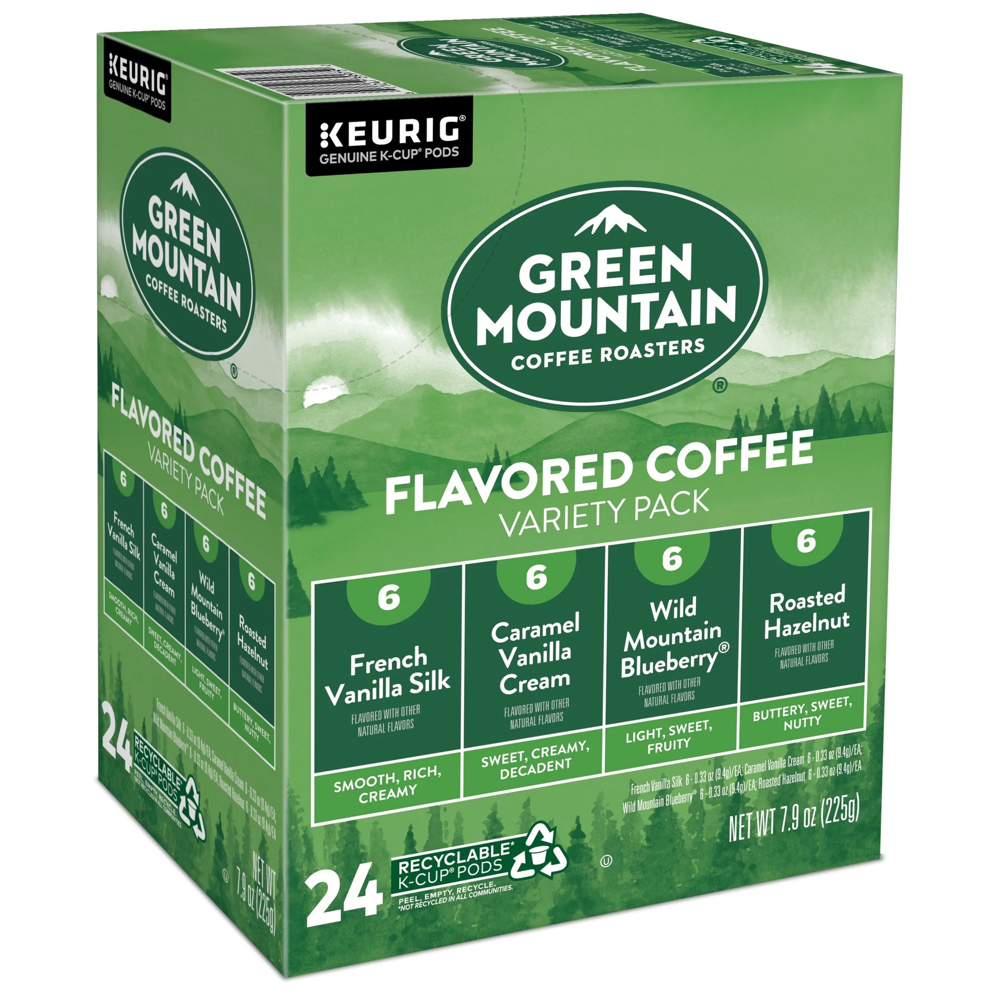 , Flavored Coffee Variety Pack Light Roast K-Cup Coffee Pods, 24 Count