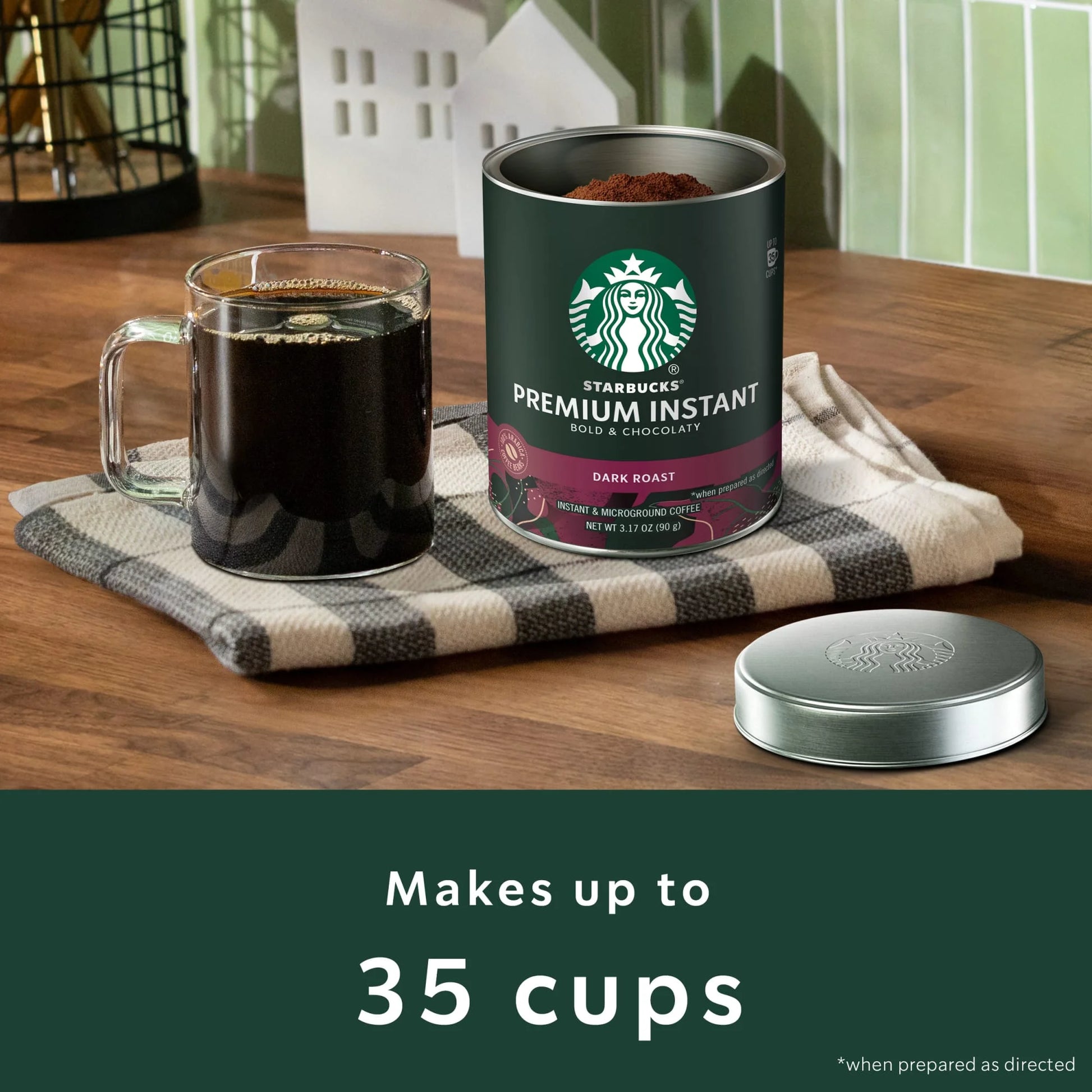 Starbucks Premium Instant Coffee, Dark Roast Coffee, Arabica Beans, 3.17 Oz