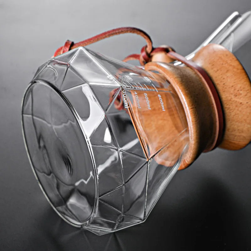 Diamond-Shaped Hand Brewed Coffee Pot Sharing Pot Drip Pot Coffee Filter Cup Glass Coffee Percolator