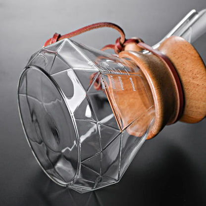 Diamond-Shaped Hand Brewed Coffee Pot Sharing Pot Drip Pot Coffee Filter Cup Glass Coffee Percolator