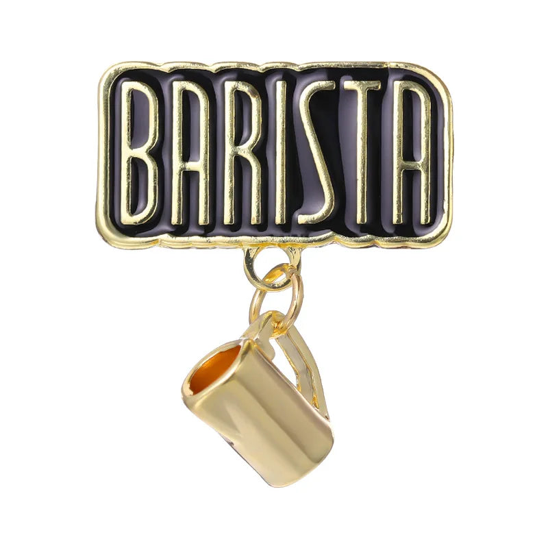 Coffee Maker Enamel Brooch Coffee Bean Grinder Coffee Kettle Cup Bag Barista Badge Punk Lapel Coffee Collection Pin Jewelry Gift