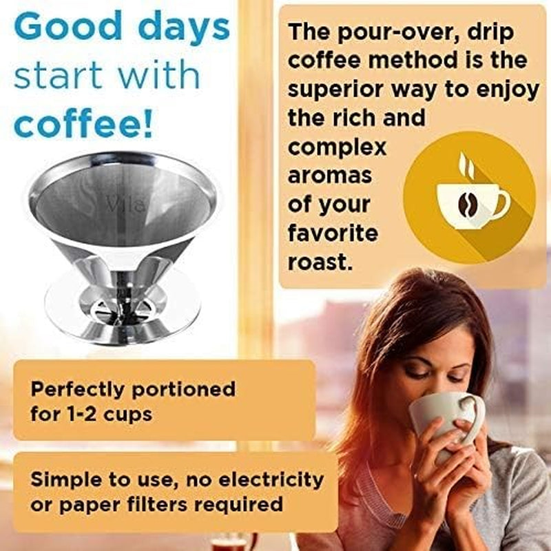Coffee Filter Fine Mesh Coffee Maker Stainless Steel Pour over Coffee Dripper