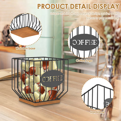 Coffee Pod Holder Storage Basket Large Capacity Coffee Organizer Solid Coffee Pod Storage Rack Home Office Coffee Accessory