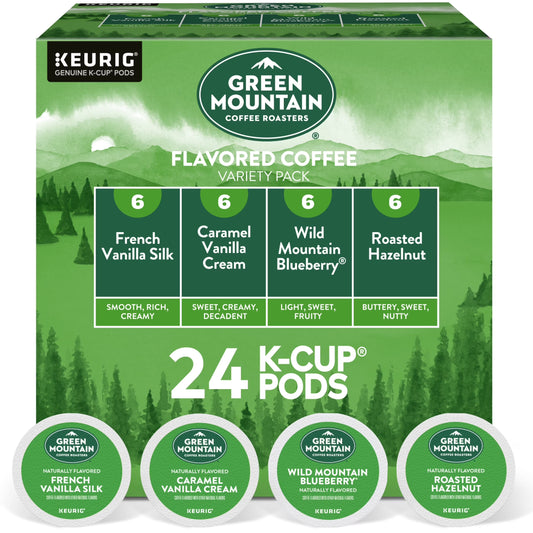 , Flavored Coffee Variety Pack Light Roast K-Cup Coffee Pods, 24 Count