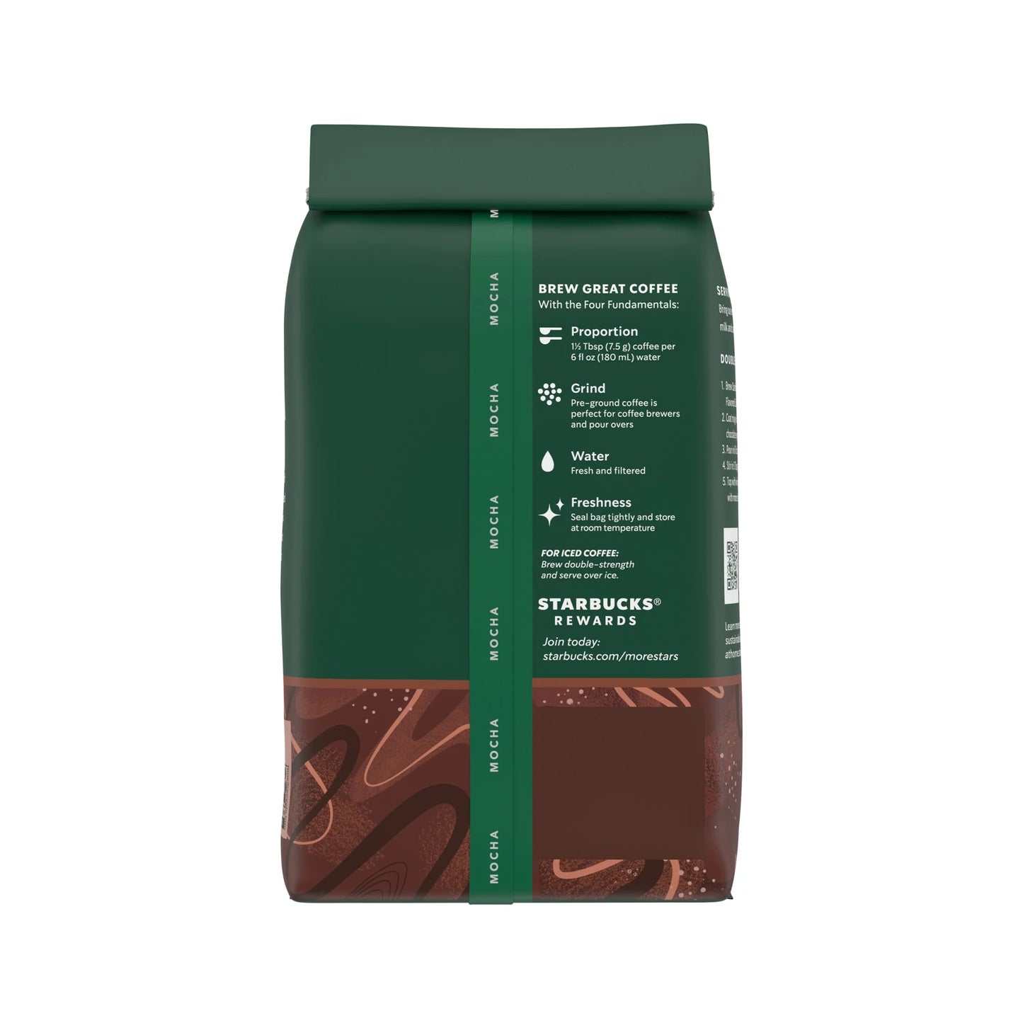 Starbucks Mocha, Ground Coffee, Flavored Roast Hot or Iced Coffee, 11 Oz