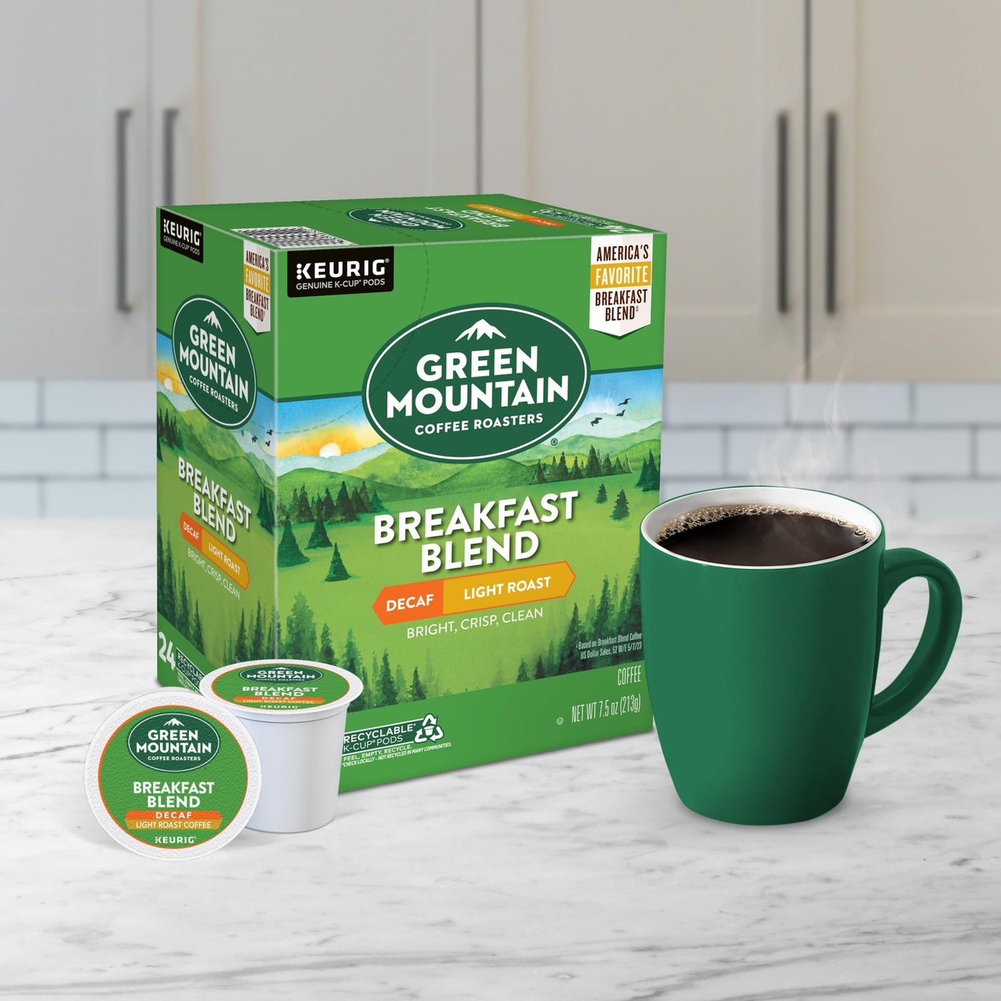 Green Mountain Coffee Roasters Breakfast Blend Decaf Coffee, Keurig Si