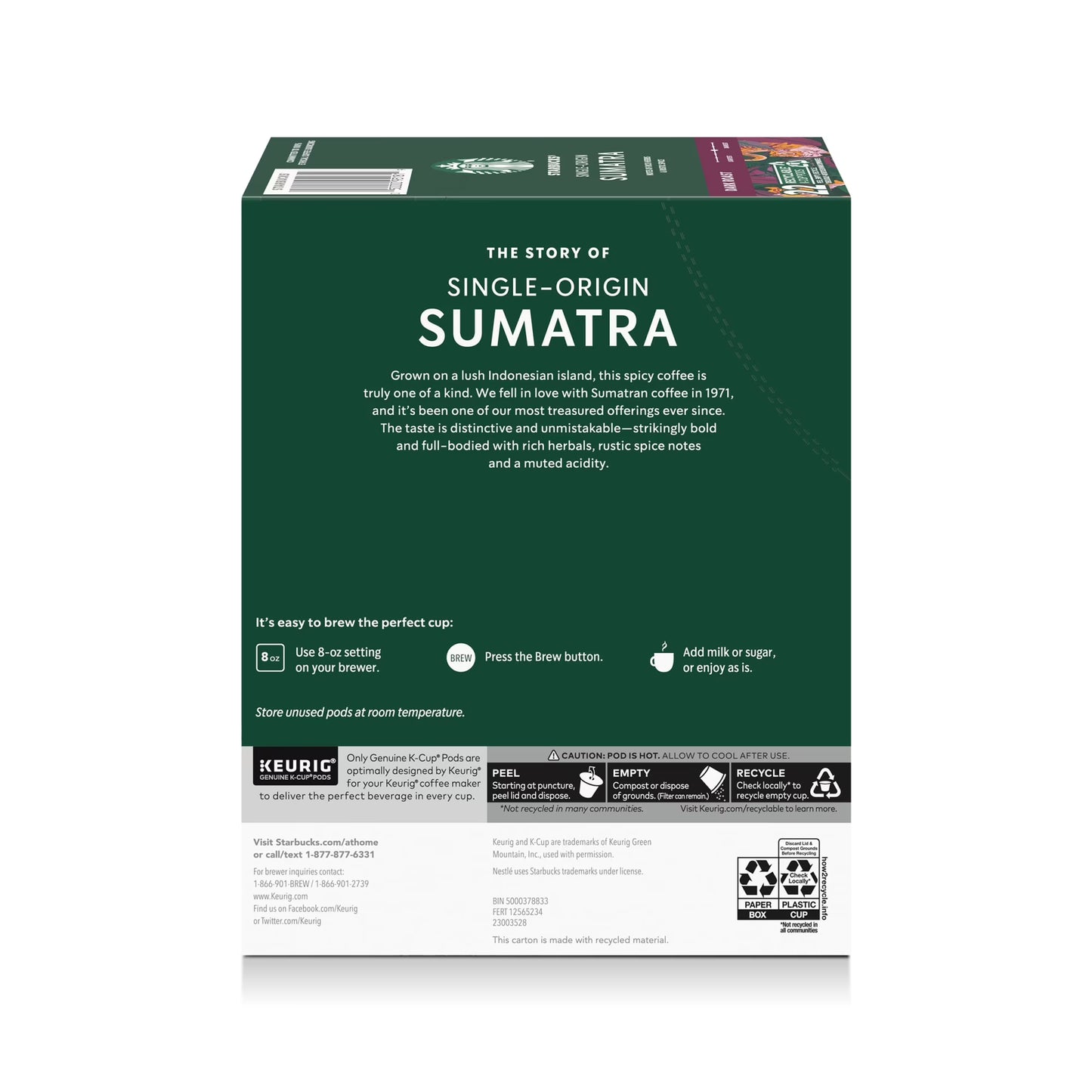 Starbucks Sumatra, Hot or Iced Coffee, Dark Roast K-Cup Coffee Pods, 22 Count​