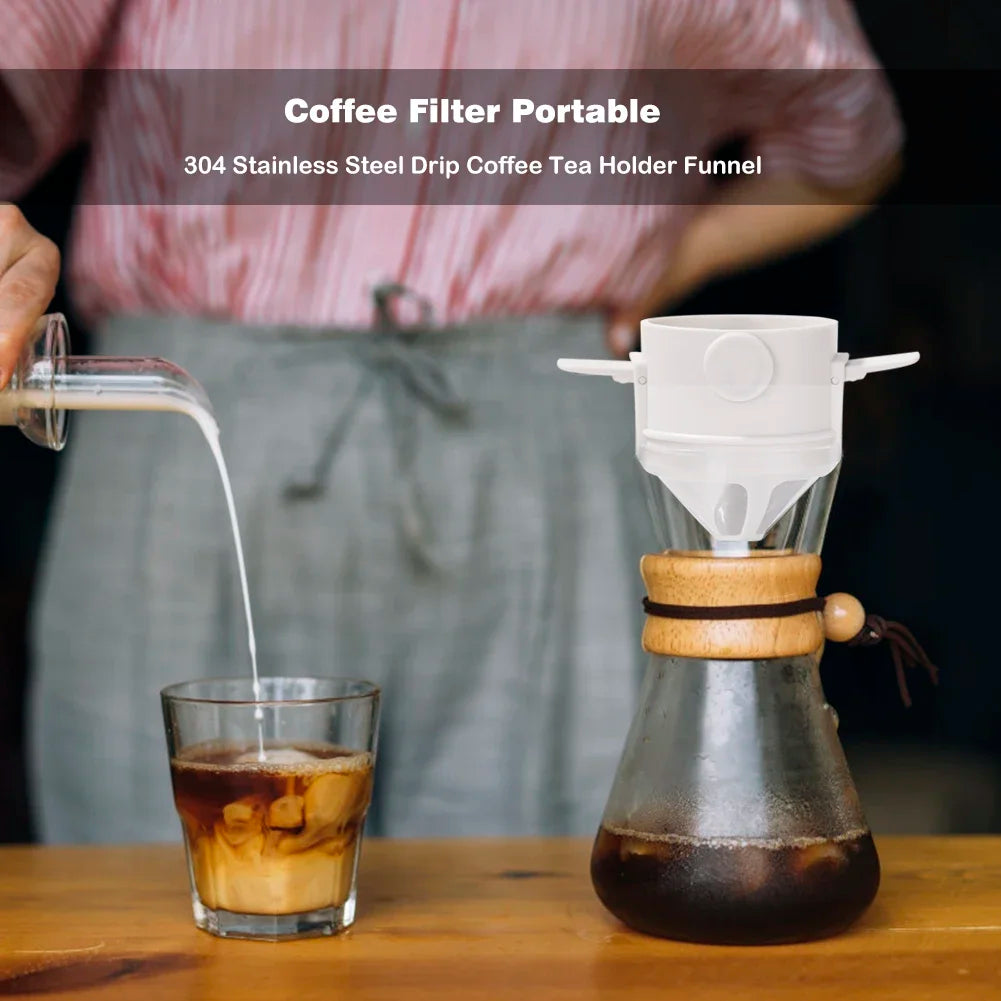Experience the Perfect Brew Anywhere with Our Foldable Portable Coffee Filter - Eco-Friendly Stainless Steel Dripper for Drip Coffee and Tea