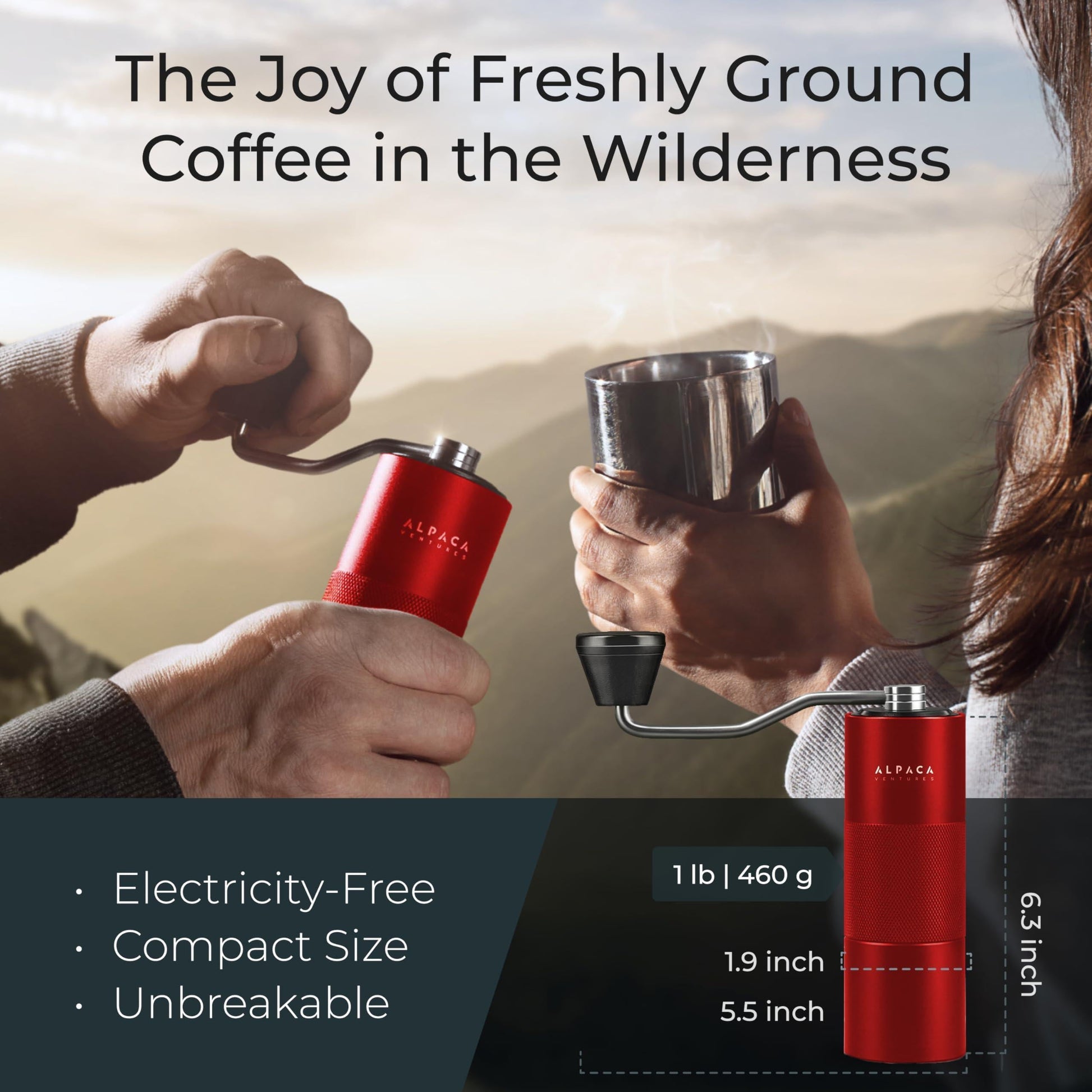Manual Coffee Grinder Stainless Steel Conical Burr Red Coffee Grinder Manual