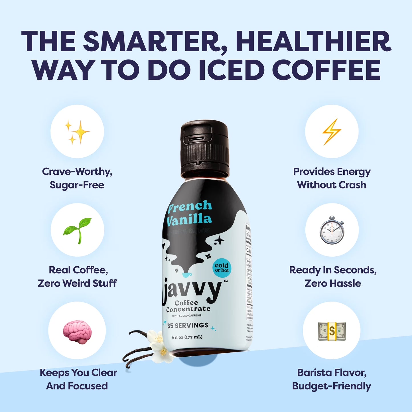 Coffee Concentrate - Cold Brew Coffee, Perfect for Instant Iced Coffee, Cold Brewed Coffee and Hot Coffee, 35 Servings - French Vanilla