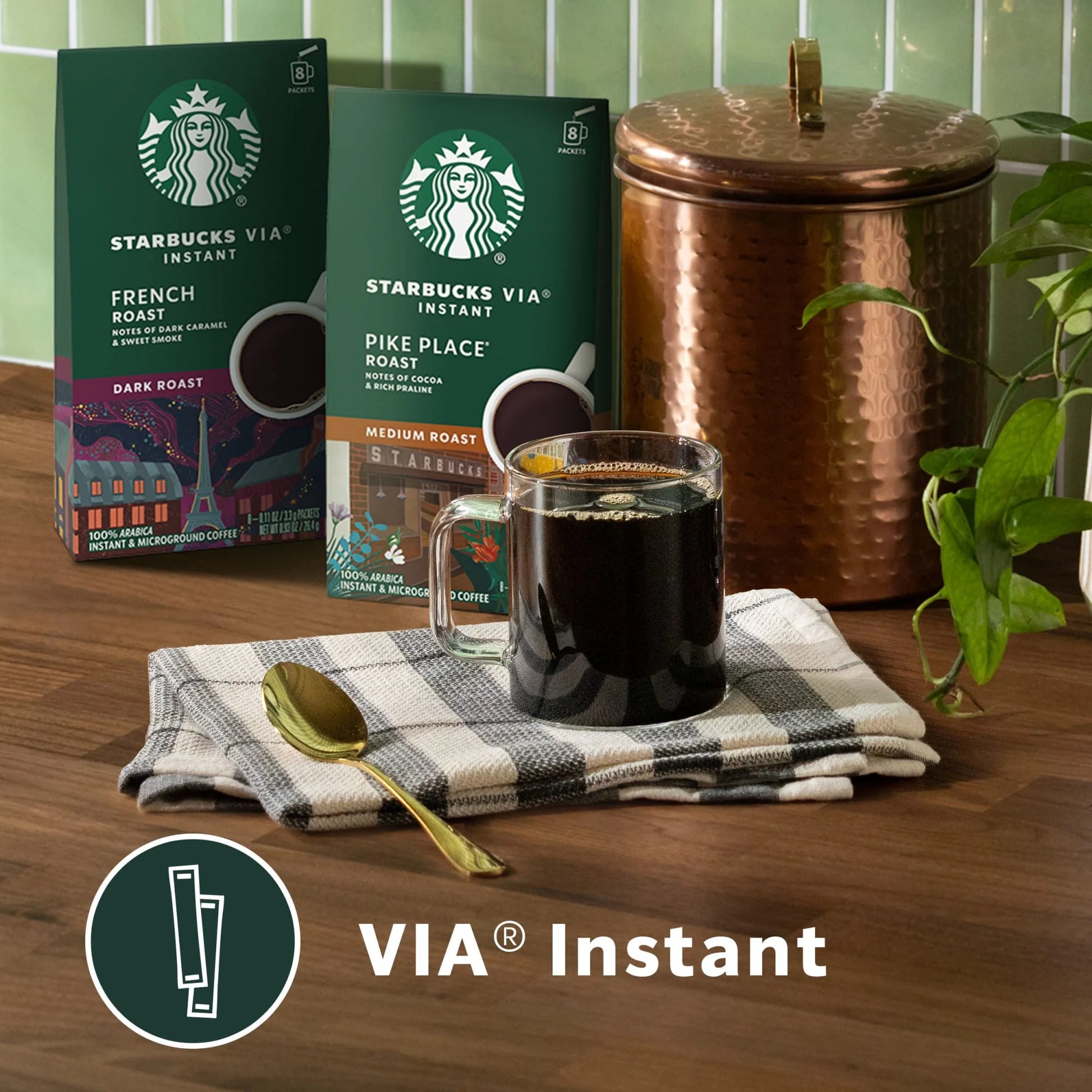 Starbucks via Instant French Roast, Instant Coffee, Dark Roast Coffee, 8 Packets