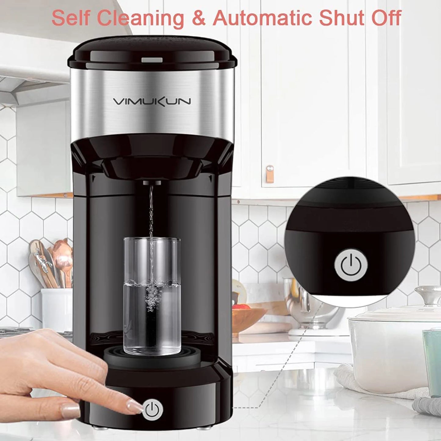 Coffee Maker, Single Serve Coffee Maker Machine 6 to 14 Oz with Permanent Filter, Compatible with K Cup Pod & Ground Coffee, Mini Size Green