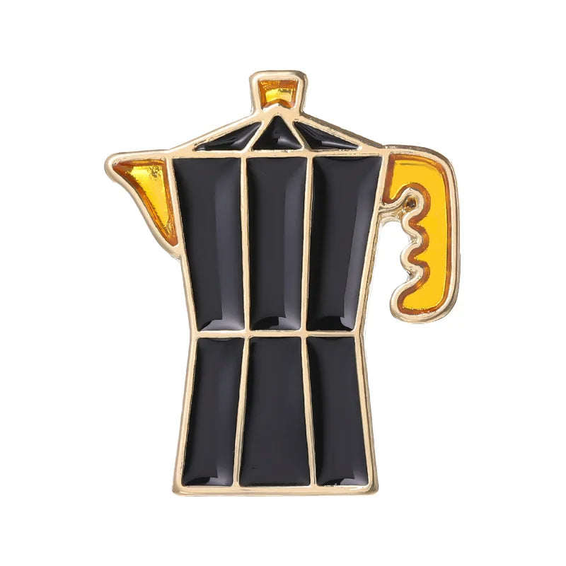 Coffee Maker Enamel Brooch Coffee Bean Grinder Coffee Kettle Cup Bag Barista Badge Punk Lapel Coffee Collection Pin Jewelry Gift