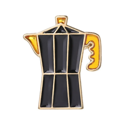 Coffee Maker Enamel Brooch Coffee Bean Grinder Coffee Kettle Cup Bag Barista Badge Punk Lapel Coffee Collection Pin Jewelry Gift