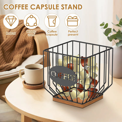 Coffee Pod Holder Storage Basket Large Capacity Coffee Organizer Solid Coffee Pod Storage Rack Home Office Coffee Accessory