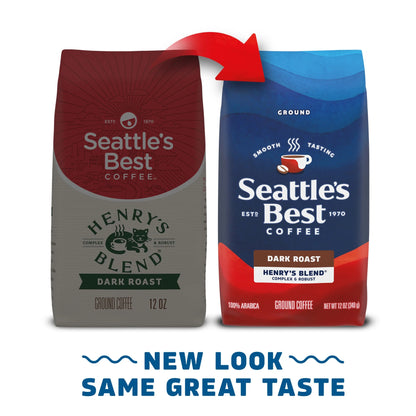 Seattle’S Best Coffee, Henry'S Blend, Dark Roast, Ground Coffee, 100% Arabica, 12 Oz