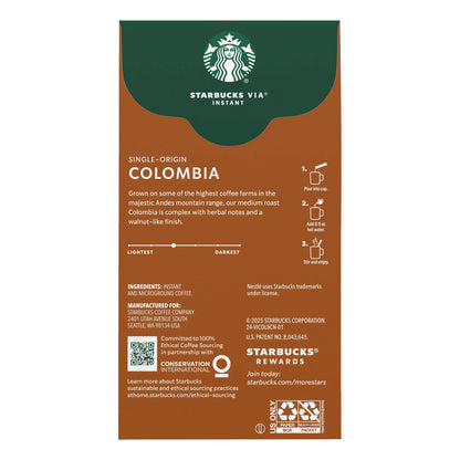 Starbucks via Instant Single-Origin Colombia, Instant Coffee, Medium Roast Coffee, 8 Packets