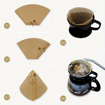 100Pcs Unbleached Original Wooden Hand Drip Paper Coffee Brewer Coffee Filter Bag Coffee Maker Accessories