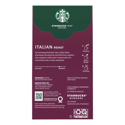 Starbucks via Instant Italian Roast, Instant Coffee, Dark Roast Coffee, 8 Packets