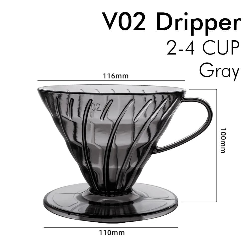 Coffee Filter Drip Shower V02 Coffee Dripper V Shape Pour over Coffee Dripper Hand Brew Coffee Filter Cup Plastic 60 Degree