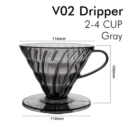 Coffee Filter Drip Shower V02 Coffee Dripper V Shape Pour over Coffee Dripper Hand Brew Coffee Filter Cup Plastic 60 Degree