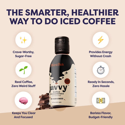 Javvy Coffee Concentrate - Cold Brew Coffee, Perfect for Instant Iced Coffee, Cold Brewed Coffee and Hot Coffee, 35 Servings - Mocha