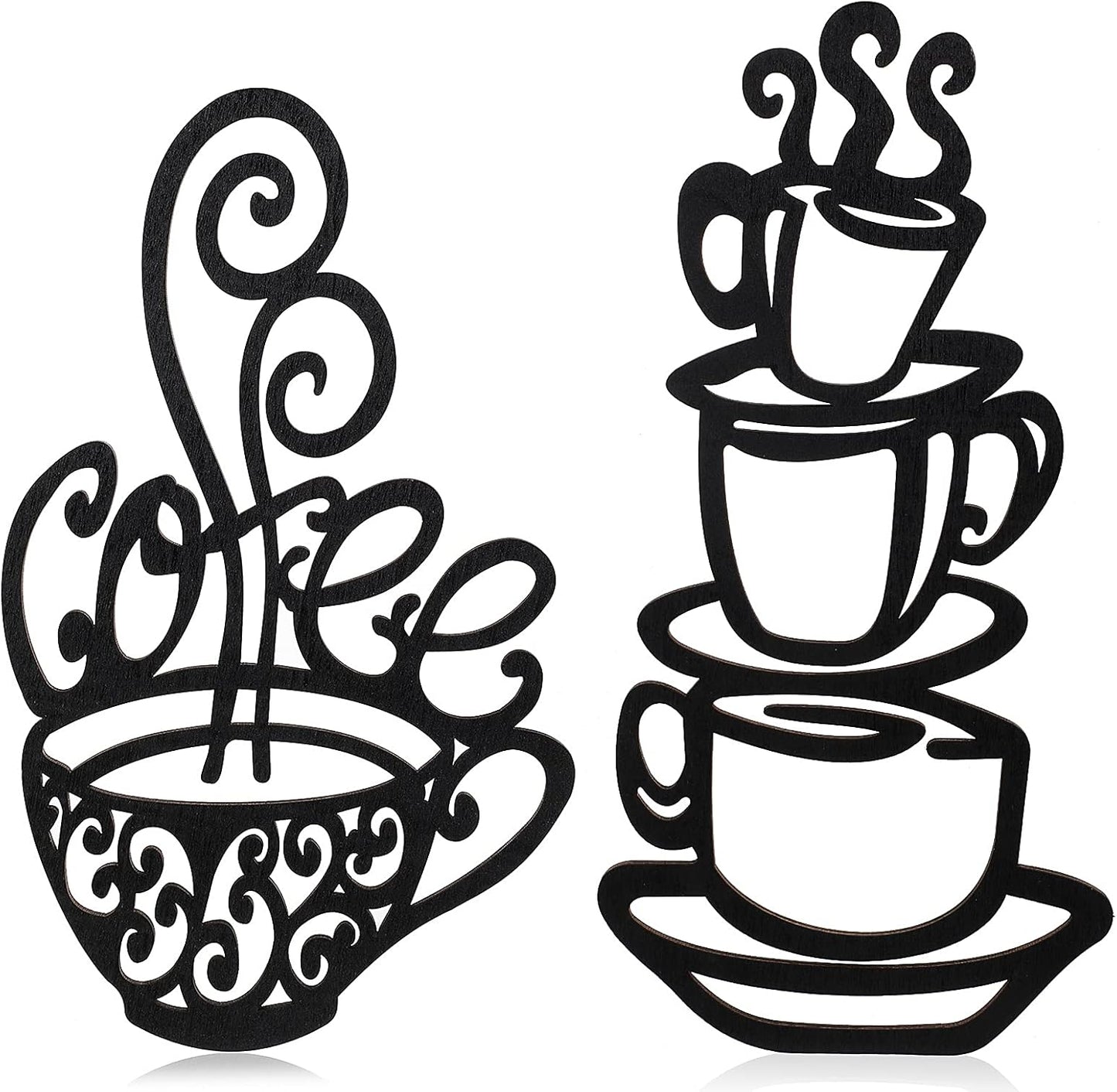 2 Pack Metal Hanging Coffee Bar Wall Sign Coffee Station Decor for Coffee Shop