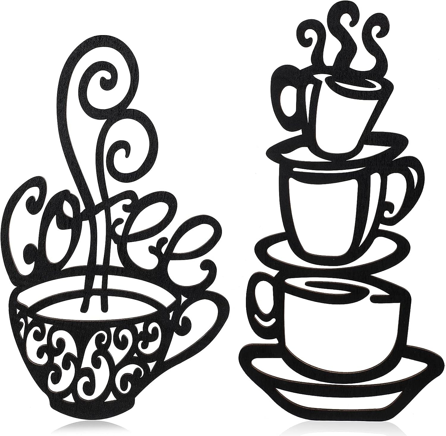 2 Pack Metal Hanging Coffee Bar Wall Sign Coffee Station Decor for Coffee Shop