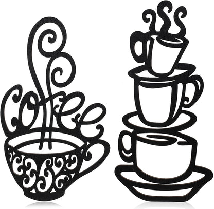 2 Pack Metal Hanging Coffee Bar Wall Sign Coffee Station Decor for Coffee Shop