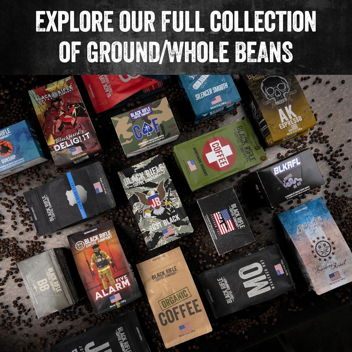 Blackbeard'S Delight, 12Oz Bag, Ground Coffee Dark Roast - Roasted Blend Made from Arabica Beans - Colombian & Brazilian Beans - Veteran Founded & American Made