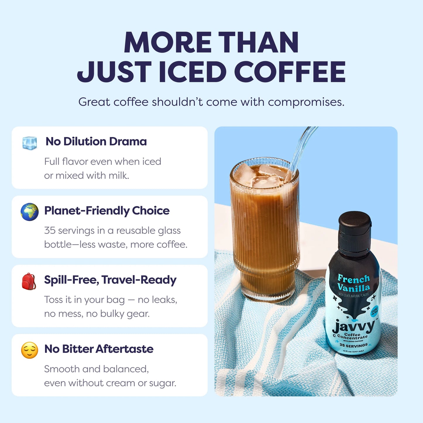 Coffee Concentrate - Cold Brew Coffee, Perfect for Instant Iced Coffee, Cold Brewed Coffee and Hot Coffee, 35 Servings - French Vanilla