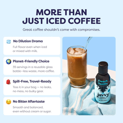 Coffee Concentrate - Cold Brew Coffee, Perfect for Instant Iced Coffee, Cold Brewed Coffee and Hot Coffee, 35 Servings - French Vanilla