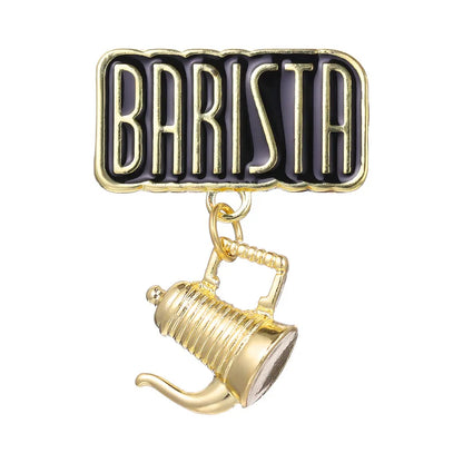 Coffee Maker Enamel Brooch Coffee Bean Grinder Coffee Kettle Cup Bag Barista Badge Punk Lapel Coffee Collection Pin Jewelry Gift