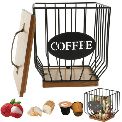 Coffee Pod Holder Storage Basket Large Capacity Coffee Organizer Solid Coffee Pod Storage Rack Home Office Coffee Accessory