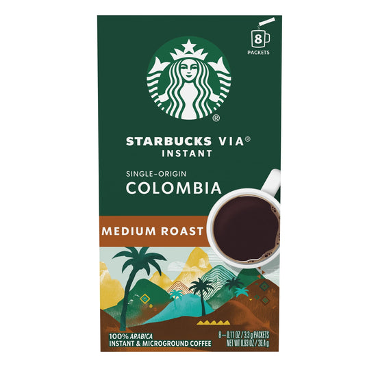 Starbucks via Instant Single-Origin Colombia, Instant Coffee, Medium Roast Coffee, 8 Packets