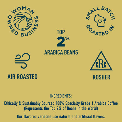 Door County Coffee Heavenly Caramel DECAF, Caramel Flavored Specialty Coffee, Caramel Flavored Coffee, Decaf, Medium Roast, Ground, 10Oz Bag