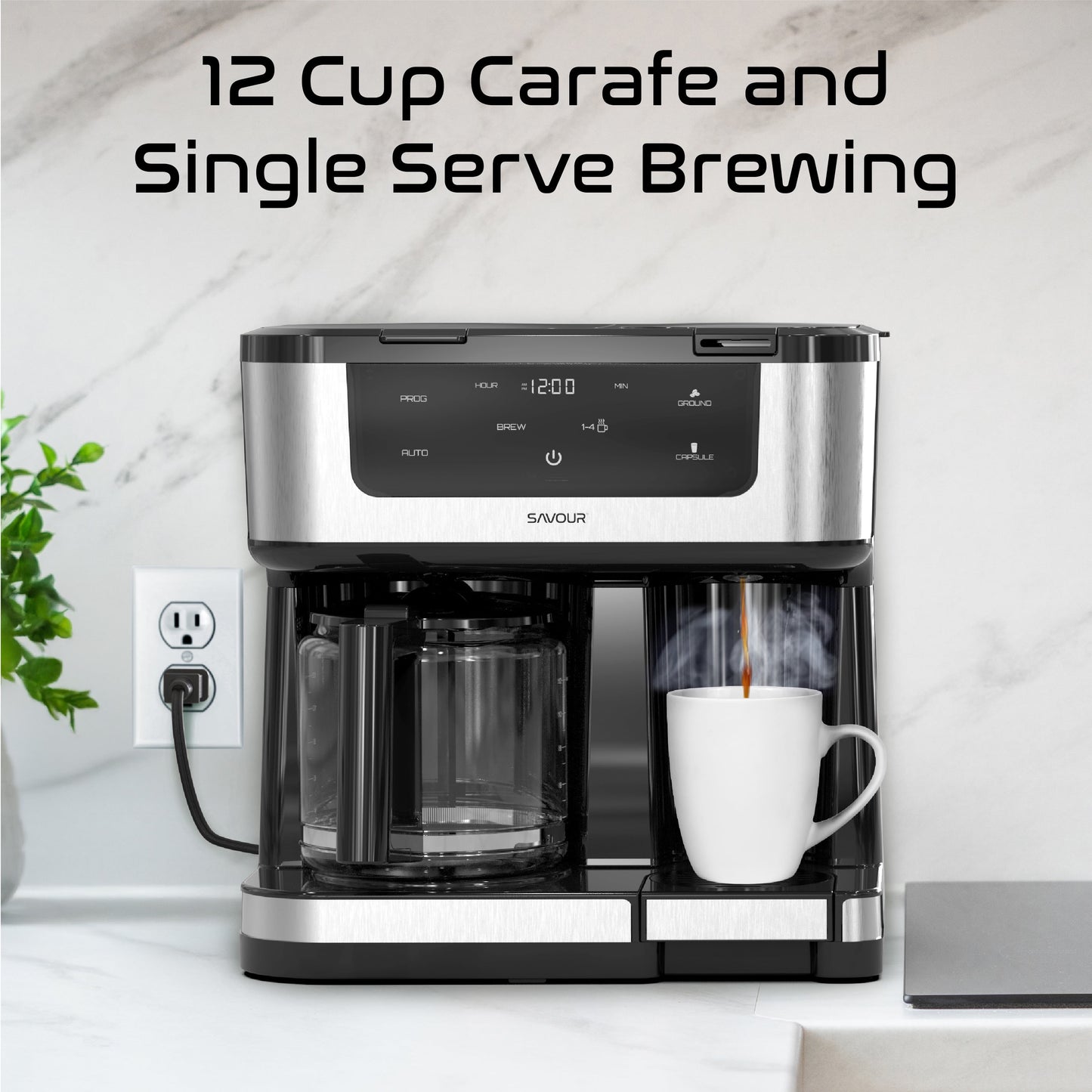 Dual Coffee Maker, Programmable 12-Cup Coffee Pot & Single Serve Coffee Machine