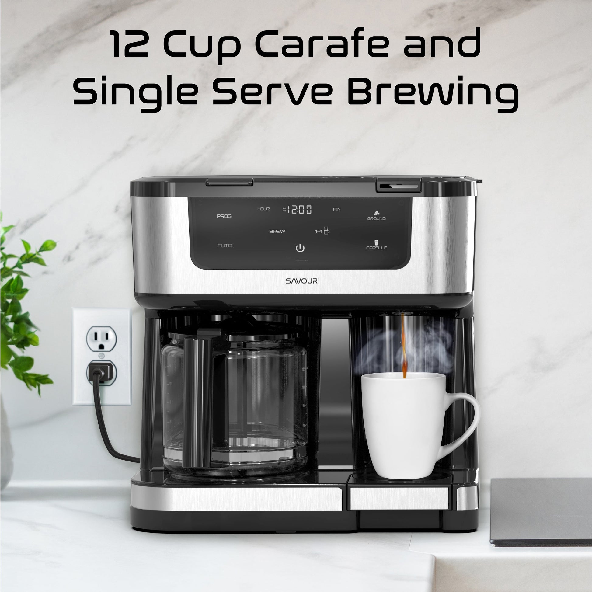 Dual Coffee Maker, Programmable 12-Cup Coffee Pot & Single Serve Coffee Machine