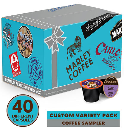 Coffee Pods Variety Pack Sampler from Top Brands, Assorted Single Serve for Keurig K Cups Coffee Makers, 40 Unique Cups