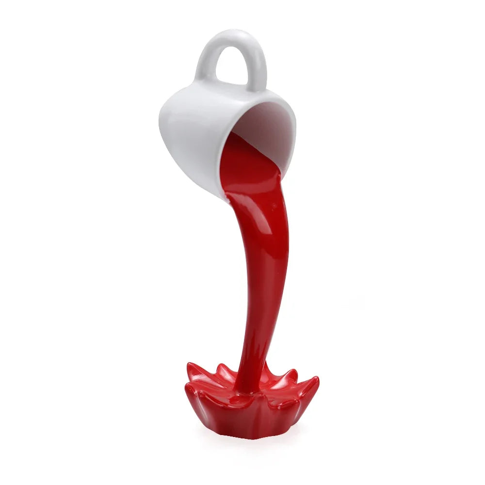 Floating Coffee Cup Sculpture Creative 3D Coffee Cup Design Pouring Liquid Coffee Mug Kitchen Home Decor Gift for Coffee Lover