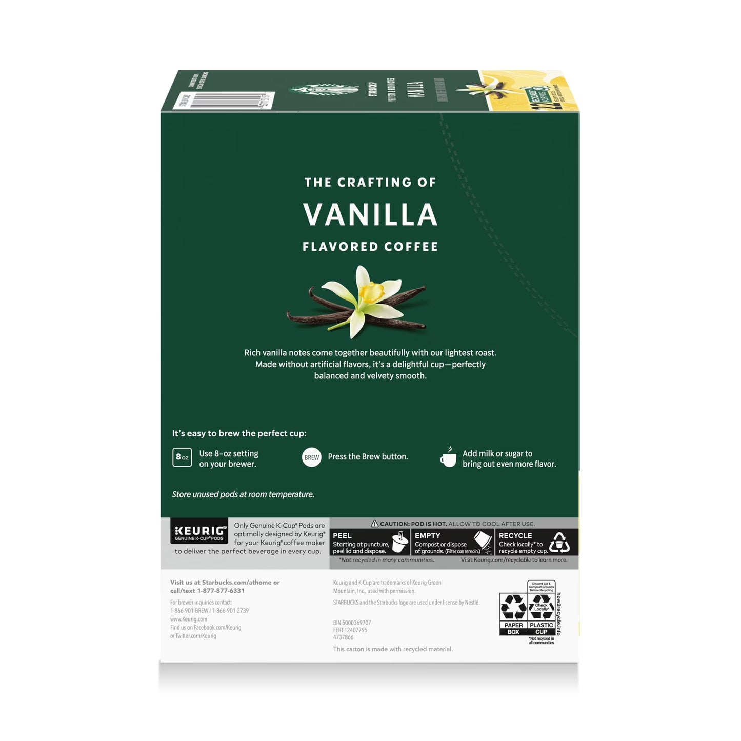 Starbucks Vanilla, Hot or Iced Coffee, Flavored K-Cup Coffee Pods, 22 Count​