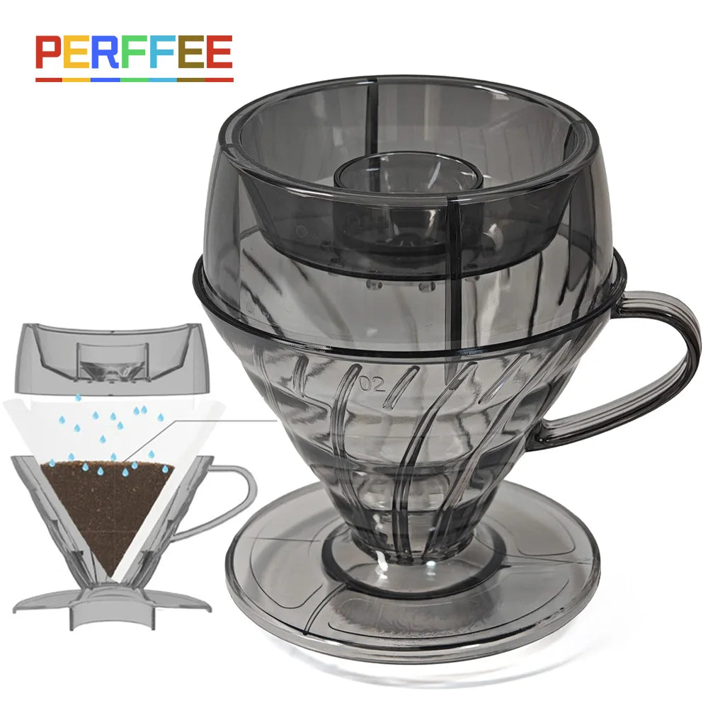 Coffee Filter Drip Shower V02 Coffee Dripper V Shape Pour over Coffee Dripper Hand Brew Coffee Filter Cup Plastic 60 Degree