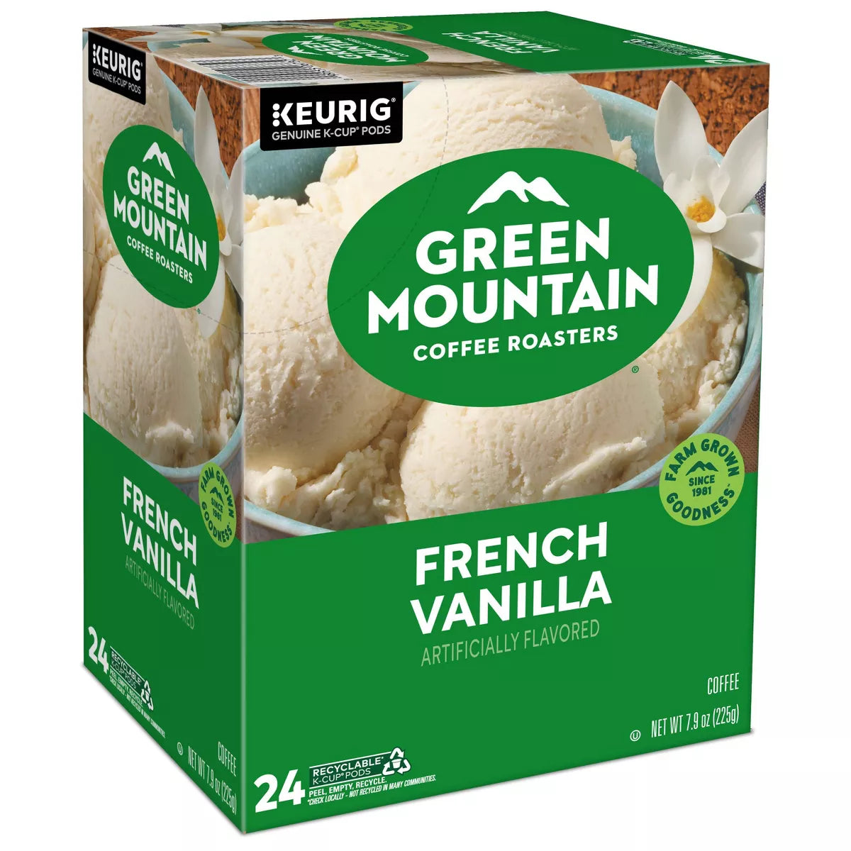 24Ct Green Mountain Coffee French Vanilla Keurig K-Cup Coffee Pods Flavored Coffee Light Roast
