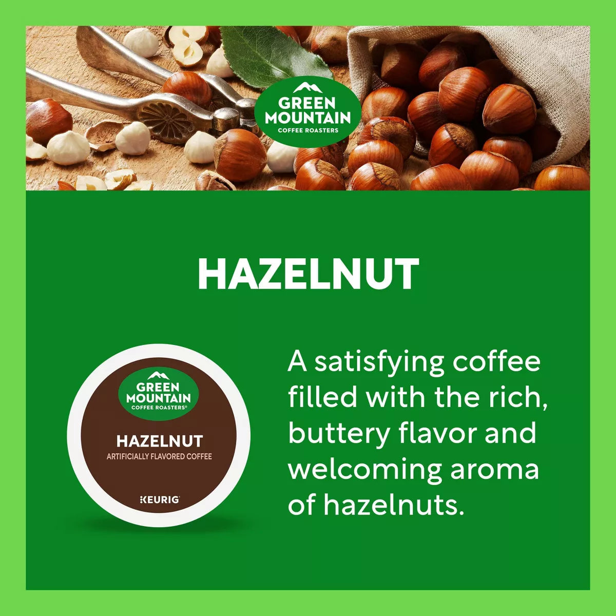 24Ct Green Mountain Coffee Hazelnut Keurig K-Cup Coffee Pods Flavored Coffee Light Roast