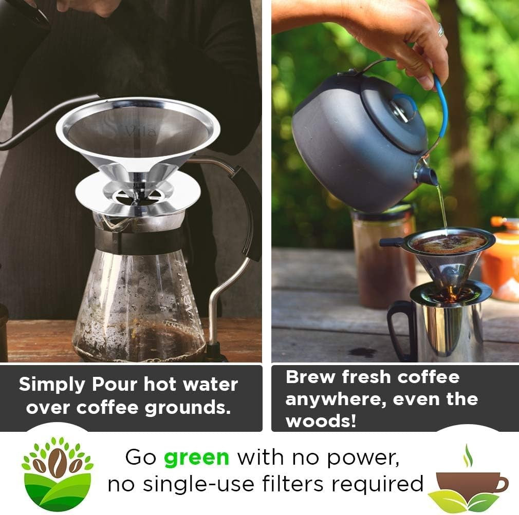 Coffee Filter Fine Mesh Coffee Maker Stainless Steel Pour over Coffee Dripper