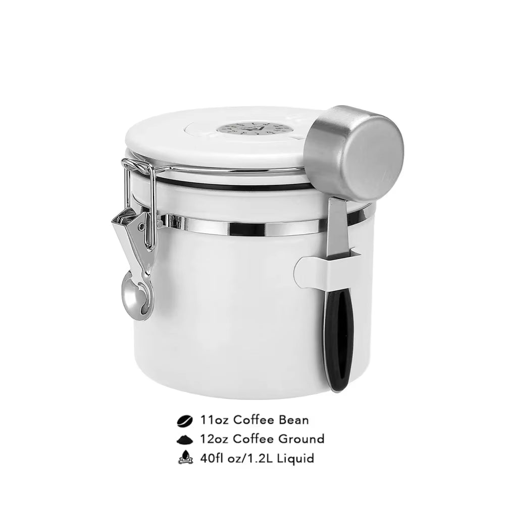 1800Ml Coffee Canister Airtight 22Oz Coffee Container Stainless Steel Coffee Bean Storage Container with Scoop for Beans Black