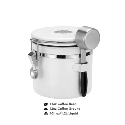 1800Ml Coffee Canister Airtight 22Oz Coffee Container Stainless Steel Coffee Bean Storage Container with Scoop for Beans Black
